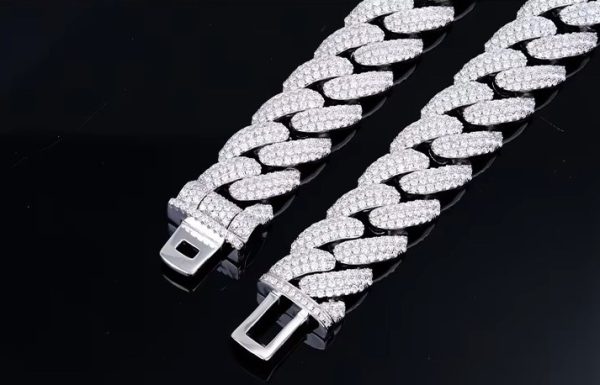 8mm-14mms925 silver moissanite Cuban bracelet - 图片 2