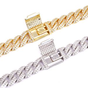8mm-14mms925 silver moissanite Cuban bracelet