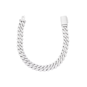 8mm-14mms925 silver moissanite right angle Cuban bracelet