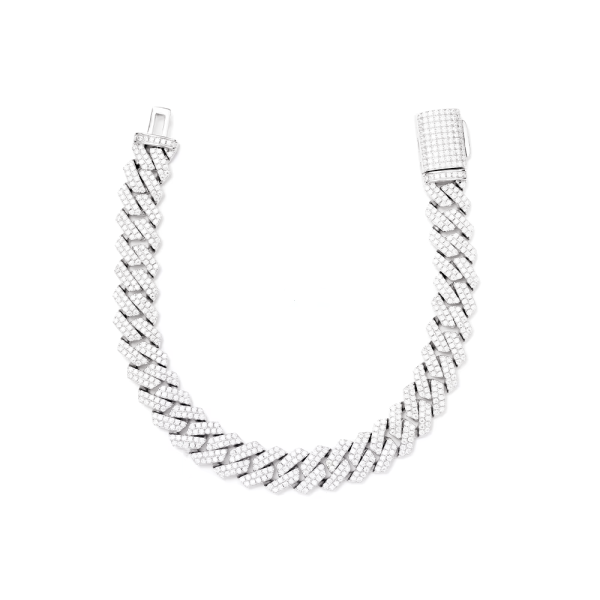 8mm-14mms925 silver moissanite right angle Cuban bracelet