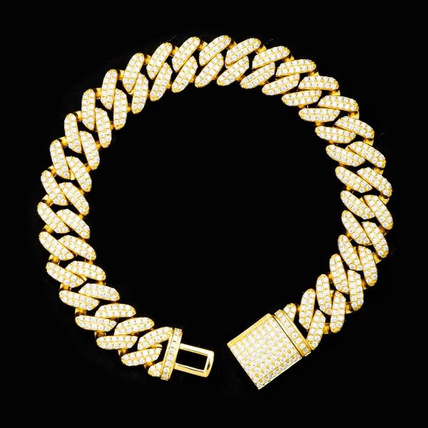 8mm-14mms925 silver moissanite right angle Cuban bracelet - 图片 4