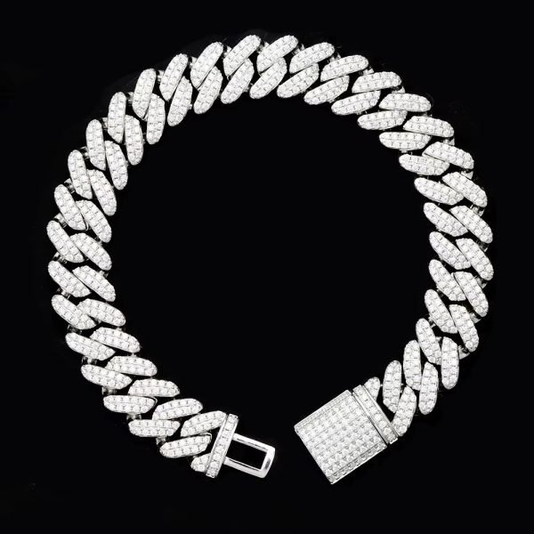 8mm-14mms925 silver moissanite right angle Cuban bracelet - 图片 5